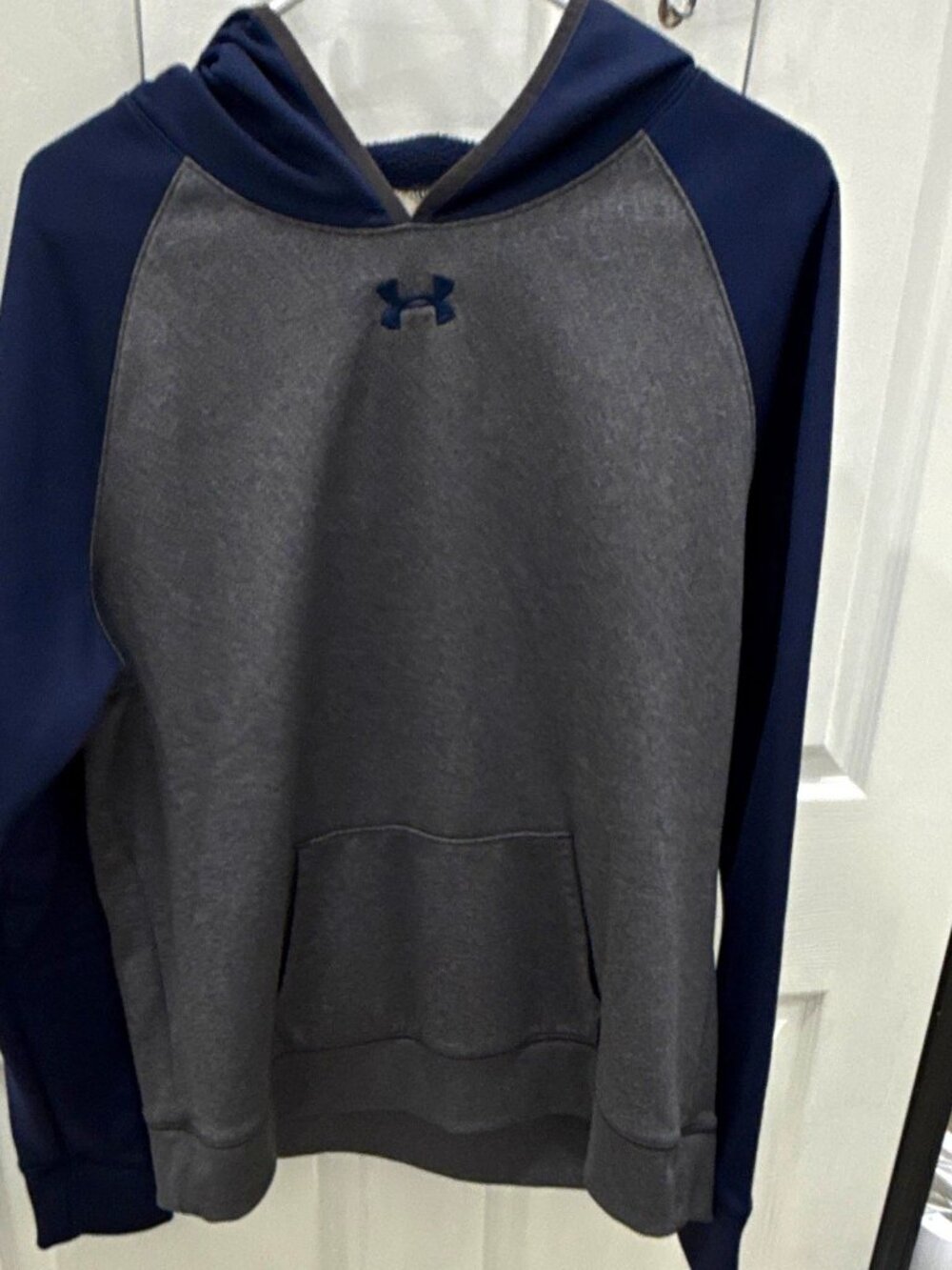 Under Armour Protect This House Men's L Gray/Blue Fleece Pullover Hoodie Logo